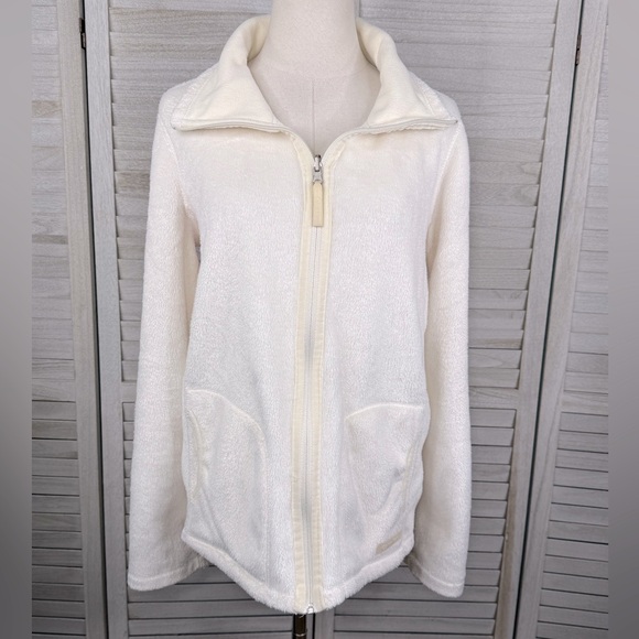 CALVIN KLEIN Women's Reversible Fleece Jacket Ivory/Cream-Large - Picture 3 of 6